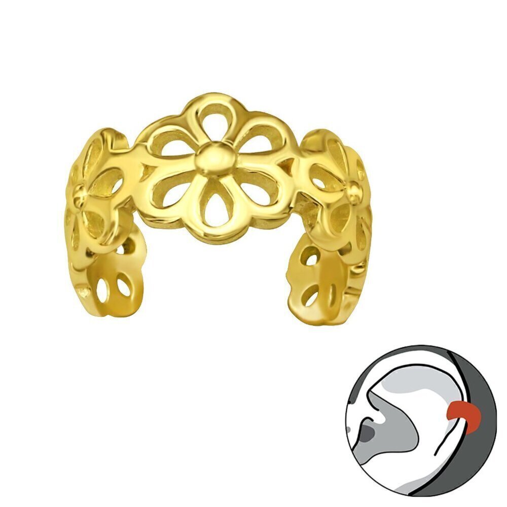 14K Gold Vermeil Flower Cuff Earring​